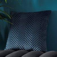 Portfolio Home Pinsonic Velvet Filled Cushion 43 x 43cm - 17" x 17" in Navy | Size: 43 cm x 43 cm