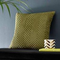 Portfolio Home Pinsonic Velvet Filled Cushion 56 x 56cm - 22" x 22" in Green | Size: 56 cm x 56 cm