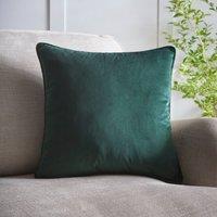 Portfolio Home Velvet Filled Cushion Piped Edge Pillow 18" Inch Square 45cm x 45cm in Green | Size: 45 cm x 45 cm