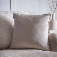 Portfolio Home Velvet Filled Cushion Piped Edge Pillow 18" Inch Square 45cm x 45cm in Stone | Size: 45 cm x 45 cm