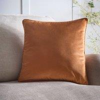 Portfolio Home Velvet Filled Cushion Piped Edge Pillow 18" Inch Square 45cm x 45cm in Burnt Orange | Size: 45 cm x 45 cm