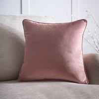 Portfolio Home Velvet Filled Cushion Piped Edge Pillow 18" Inch Square 45cm x 45cm in Pink | Size: 45 cm x 45 cm