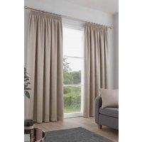 Fusion 'Galaxy' Pair of Light Reducing Thermal Effect Pencil Pleat Curtains in Natural | Size: 117 cm width x 183 cm drop
