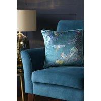 Laurence Llewelyn-Bowen 'Birdity Absurdity' Soft Touch Velvet Filled Cushion in Blue | Size: 43 cm x 43 cm
