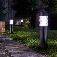 Marco Paul 3 Pack of Silver Stainless Steel & Glass Wave Effect Solar Stake Lights 56cm