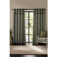 Catherine Lansfield 'Melville' Lined Eyelet Curtains in Green | Size: 168 cm width x 137 cm drop