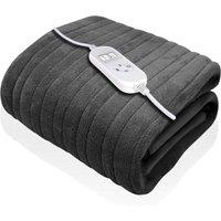 Dreamcatcher Deluxe Electric Throw Heated Double Over Blanket Soft Fleece Timer in Grey