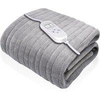 Dreamcatcher Deluxe Electric Throw Heated Double Over Blanket Soft Fleece Timer in Silver