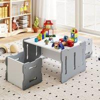 Costway Kids Table & Chair Set 3PCS Toddler Activity Table w/2 Stools in Grey