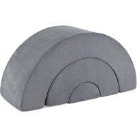 Gymax 3 Piece Toddlers Climbing Toy Indoor Soft Play Equipment Playset-Grey in Grey