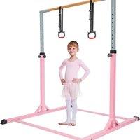 Kelvenix Gymnastics Bar for Kids Gymnastics Bars Rings Height Adjustable Bar in Pink