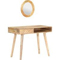 Berkfield Home Dressing Table 100x50x76 cm Solid Mango Wood in Brown | Size: 100 x 50 x 76 cm