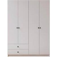 EVUHOME Ecu 4 Door 2 Drawer White Wardrobe