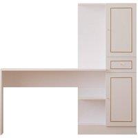 EVUHOME Marie Gold White Storage Desk With Attached Bookcase