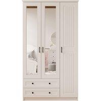 EVUHOME Juliet 3 Door 2 Drawer Mirrored White Wardrobe