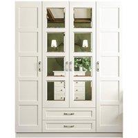 EVUHOME Vista 4 Door 2 Drawer Mirrored White Wardrobe