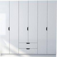 EVUHOME Bergen 6 Door 2 Drawer White Wardrobe