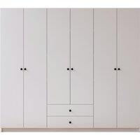 EVUHOME Ecu 6 Door 2 Drawer White Wardrobe