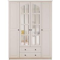 EVUHOME Maison Xl 4 Door 2 Drawer Mirrored White Wardrobe