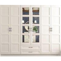 EVUHOME Vista 6 Door 2 Drawer Mirrored White Wardrobe