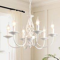 Garwarm 6 Light Vintage White Chandeliers Ceiling Light, Rustic Pendant Chandelier