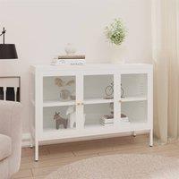 Berkfield Home Sideboard White 105x35x70 cm Steel & Glass | Size: 105 x 35 x 70 cm