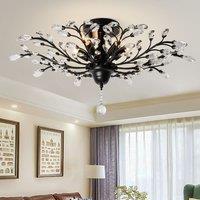 Garwarm 5 - Light 80cm Dimmable Crystal Semi Flush Mount in Black