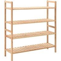 Berkfield Home Shoe Rack Solid Walnut Wood 69x26x81 cm in Beige | Size: 69 x 26 x 81 cm