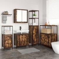 Berkfield Home 5-Piece Bathroom Furniture Set in Smoked Oak Engineered Wood in Brown