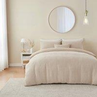Portfolio Home Bergen Textured Abstract Duvet Cover Quilt Set With Pillowcase in Cream | Size: Double