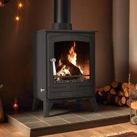 RoyalFire 5kW Steel Solid Multifuel Wood Burning Stove in Dark Grey