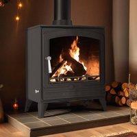 RoyalFire 8.5kW Steel Solid Multifuel Wood Burning Stove in Dark Grey