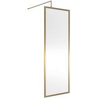 Balterley 8mm Wetroom Screen & Support Bar: 700mm, Brushed Brass in Metallics