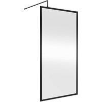 Balterley 8mm Wetroom Screen & Support Bar: 1000mm, Black