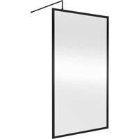 Balterley 8mm Wetroom Screen & Support Bar: 1100mm, Black