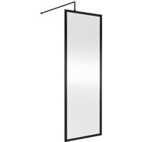 Balterley 8mm Wetroom Screen & Support Bar: 700mm, Black