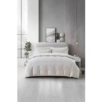 The Linen Consultancy Lazy Linens Slouchie Stripe Duvet Cover Set in Off-White | Size: Single