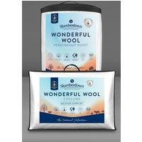 Slumberdown Wonderful Wool Heavyweight Duvet with 2 Medium Support Pillows in White | Size: Double