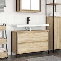 Berkfield Home Bathroom Basin Cabinet with Drawers Sonoma Oak 90x34.5x60 cm in Brown