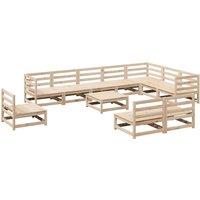 Berkfield Home 11 Piece Garden Sofa Set Solid Wood Pine in Light Tan