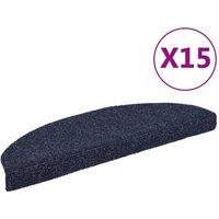 Berkfield Home 15 pcs Self-adhesive Stair Mats Needle Punch 65x21x4 cm Blue | Size: Medium