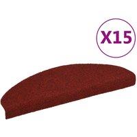 Berkfield Home 15 pcs Self-adhesive Stair Mats Needle Punch 65x21x4 cm Red | Size: Medium