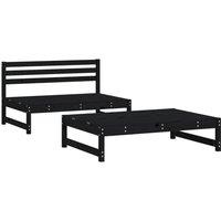 Berkfield Home 2 Piece Garden Lounge Set Black Solid Wood Pine