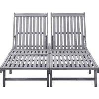 Berkfield Home 2-Person Sun Lounger Solid Acacia Wood in Grey