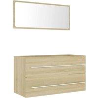 Berkfield Home 2 Piece Bathroom Furniture Set Sonoma Oak Engineered Wood in Light Oak