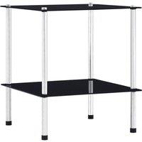 Berkfield Home 2-Tier Shelf Black 40x40x47 cm Tempered Glass | Size: 40 x 40 x 47 cm