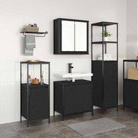 Berkfield Home 3 Piece Bathroom Furniture Set Black Oak Engineered Wood