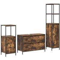 Berkfield Home 3 Piece Bathroom Furniture Set Smoked Oak Engineered Wood in Brown
