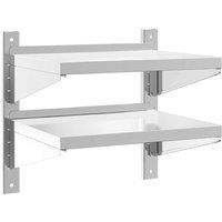 Berkfield Home 2-Tier Wall Shelf 50x40x60 cm Silver Stainless Steel | Size: 50 x 40 x 60 cm