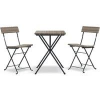 Berkfield Home 3 Piece Folding Bistro Set Grey Poly Rattan